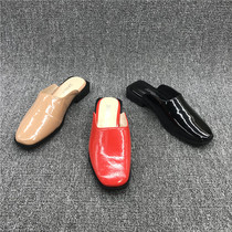 2021 Summer new decoding handle leather female shoes head retro grandma shoes flat sole slippers slippers