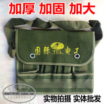 Green canvas tool bag thickened reinforced canvas labor insurance electrician bag large capacity one shoulder oblique span repair