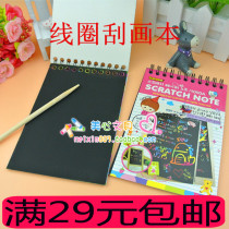 Handmade scratch book with wooden pen coil scratch color graffiti fun scratch book Childrens Day gift