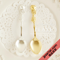  Made in new Japan full of texture matte golden rose coffee black tea spoon afternoon tea Princess fork gold and silver