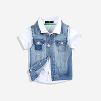 CUHK Scout washed wool side to make old denim horse chia 2020 spring and summer new boy button sleeveless collar blouses