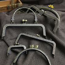 Green bronze embossed mouth gold Square semicircular curved M-shaped mouth gold Luggage accessories hand-held retro pattern mouth gold