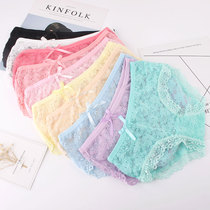 Japanese lace underwear women sexy transparent hollow cute girl underwear sweet low waist student shorts