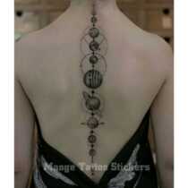 MG tattoo stickers exclusive hand-painted black Gray sketch planet element spine back tattoo 40 * 6CM