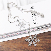 High-end Han Edition Fashion Personality Double-deck Snow Flower long sweater chain Brussels CD Chain Chain