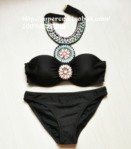 European and American single Indian gem disc hand-inlaid neck Barb steel support thick bikini
