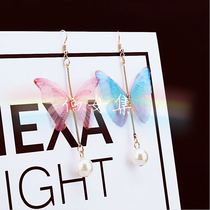 Fairy set fairy wind is not lined with butterfly dragonfly pearl tassel earrings long earrings full of 49