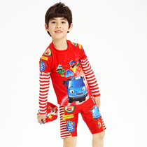 Clear Barn New Children Spa Split Swimsuit Long Sleeve Sunscreen Small CUHK Boy Cartoon Beach Swim Suit