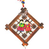  South Korea Korean folk wood frame resin doll doll Korean cuisine barbecue shop wall decoration pendant