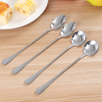 Stainless steel long handle spoon Kitchen creative pointed ice spoon office coffee spoon round head mixing spoon long soup spoon