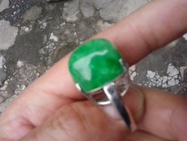 Beautiful exaggerated embedded green stone silver ring one (wrapped in silver)