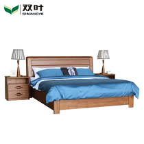 Bilobed furniture Wood Wood red oak bed modern Chinese style bedroom 1 5 m 1 8 meters queen-size beds