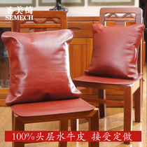 Headlayer Bull Leather Eurostyle Luxury with Core Removable Chinese Back Cushion Leather sofa Pillow Office Living Room Genuine Leather
