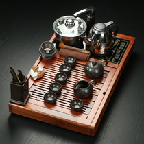 Youshang Zisha kung fu tea set set household ceramic teapot electric magnet stove tea table pear solid wood tea tray