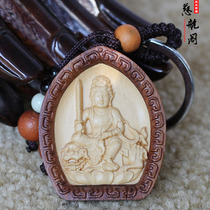 Taishan Cihang Pavilion peach wood Manjushu Bodhisattvas life-long guardian god of rabbits