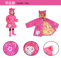 American kidorable original single imported material children student raincoat cartoon kitten girl girl poncho