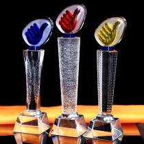 Crystal trophy Custom trophy Thumb competition award School enterprise employee company annual meeting trophy