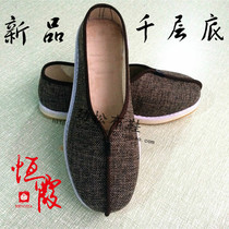 Handmade thousand-layer bottom Monk shoes Monk shoes single shoes cotton linen shoes Luohan shoes monks shoes men and women models