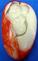 Hetian seed jade seed raw stone red skin carved Buddha pendant pendant with certificate