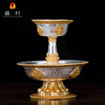Buddhist Supplies Nepal Import for cup Pure copper-Cure Gold Cage 8 auspicious Flowers Tribute Wine Goblet 14cm High