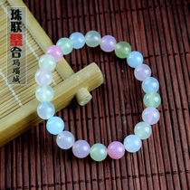 Fuxin natural agate ice ice through agate single circle Lady bracelet color wild match with A hand string jewelry