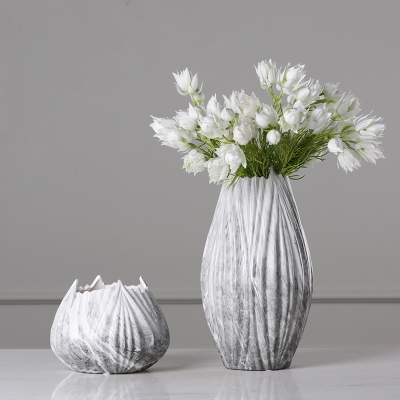 Marble gray pattern ceramic vase new Chinese style ceramic dried flower vase model creative home decoration