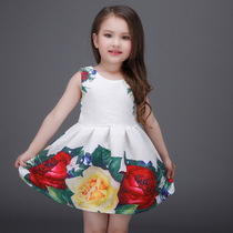  mitun 2016 Spring and Summer girls printed dress high-end princess tutu