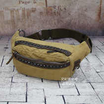 Yagnu Canvas Mens Bag Retro Casual Chest Bag Cashier Purse Strings Women Backpack Rivets European and American punk trendy Korean version