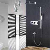  All-copper multi-function wall-mounted concealed large shower set Bathroom mixed faucet Rain shower top spray lifting handheld shower