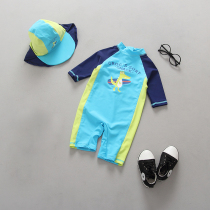  Childrens one-piece mid-sleeve swimsuit boys foreign trade swimming cartoon sunscreen baby baby exported to the UK tide