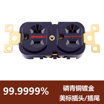 Taiwan MPS brass copper BX-1 BX-2G gold-plated power outlet American standard wall plug audio socket