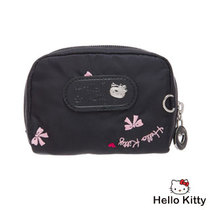 Hello Kitty Waltz Collection Bow Embroidered Travel Coin Purse Black