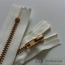 No. 3 metal gold copper closed tail (closed) with lock zipped clothing bag skirt white 10-38cm