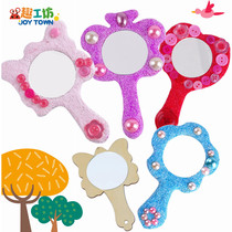 White Germ Wood Wood Small Mirror Material Bag Children Handmade Diy Pearl Snowflake Clay Clay Clay Toy