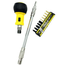 Japan Import Ratchet short shank screwdriver Bendable Hose Connecting Rod Change Cone Combined Suit Screw Screwdriver