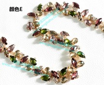 Purple-green yellow color rhinestone chain gold clothes collar decoration rhinestone strip diy sandals hat crafts stick Diamond