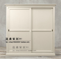 American country sliding door wardrobe wardrobe European retro two door storage wardrobe modern solid wood sliding door wardrobe