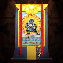 Tibetan Pavilion Tibetan Buddhism Tantric hanging painting Black God of Wealth Thangka Five ways God of wealth Thangka painting Embroidery brocade Tibet