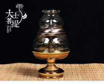 Taiwan pure copper Buddha front Buddha hall Changming lamp for Buddha lamp candlestick seat antique glass windproof oil lamp liquid butter lamp
