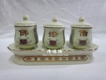 Buddhist Supplies Ceramics Buddhist Monk Holy Water Glass Conjoined Three Cups Water Supply Cup Sketching water Painted Water Cup Buddha