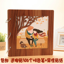 12 inch wooden album color page hollow DIY handmade album Graduation album Baby growth album Commemorative souvenir book