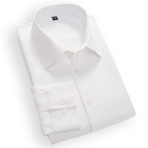Middle-aged long sleeve shirt mens white casual cotton shirt four seasons solid color professional dress shirt loose shirt