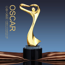 Crystal trophy custom metal trophy little gold man high-end custom dance charity love trophy making lettering