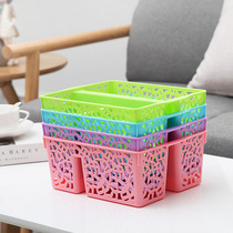Thickened multi-grid storage blue toy stationery cosmetics storage box Plastic finishing storage box Kitchen storage box