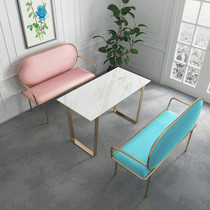 Nordic golden wrought iron sofa bench Waiting chair Reception chair Hotel hair salon rest sofa chair