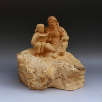 Poetry and books family heirlooms poor children reading boxwood carvings handicrafts ornaments solid wood handmade carving