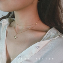 TYUSHA free American imported 14K gold gold gold bird big swallow personality double choker necklace