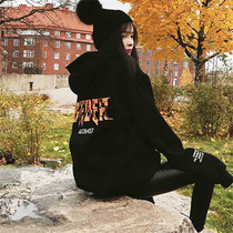 Hong Kong tide brand mid-length spring and autumn loose Korean version fleece jacket womens sweater 2021 new top womens clothing