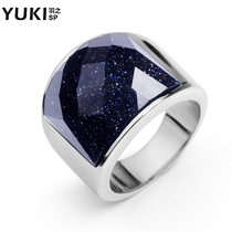 YUKI jewelry mens titanium steel gem ring index finger Korean version of exaggerated Tide peoples ring personality original design