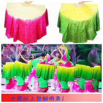 Fan Dance Fan Central View Spring Night Dance June Clear Lotus Long Dance Fan Bifacial Bicolor Gradient